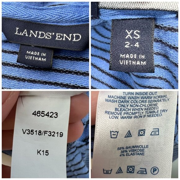 Lands’ End Blue Striped Cowl Neck Pullover Long Sleeve Shirt XS - Picture 3 of 8